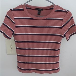 Pink Striped Crop Top Size Small